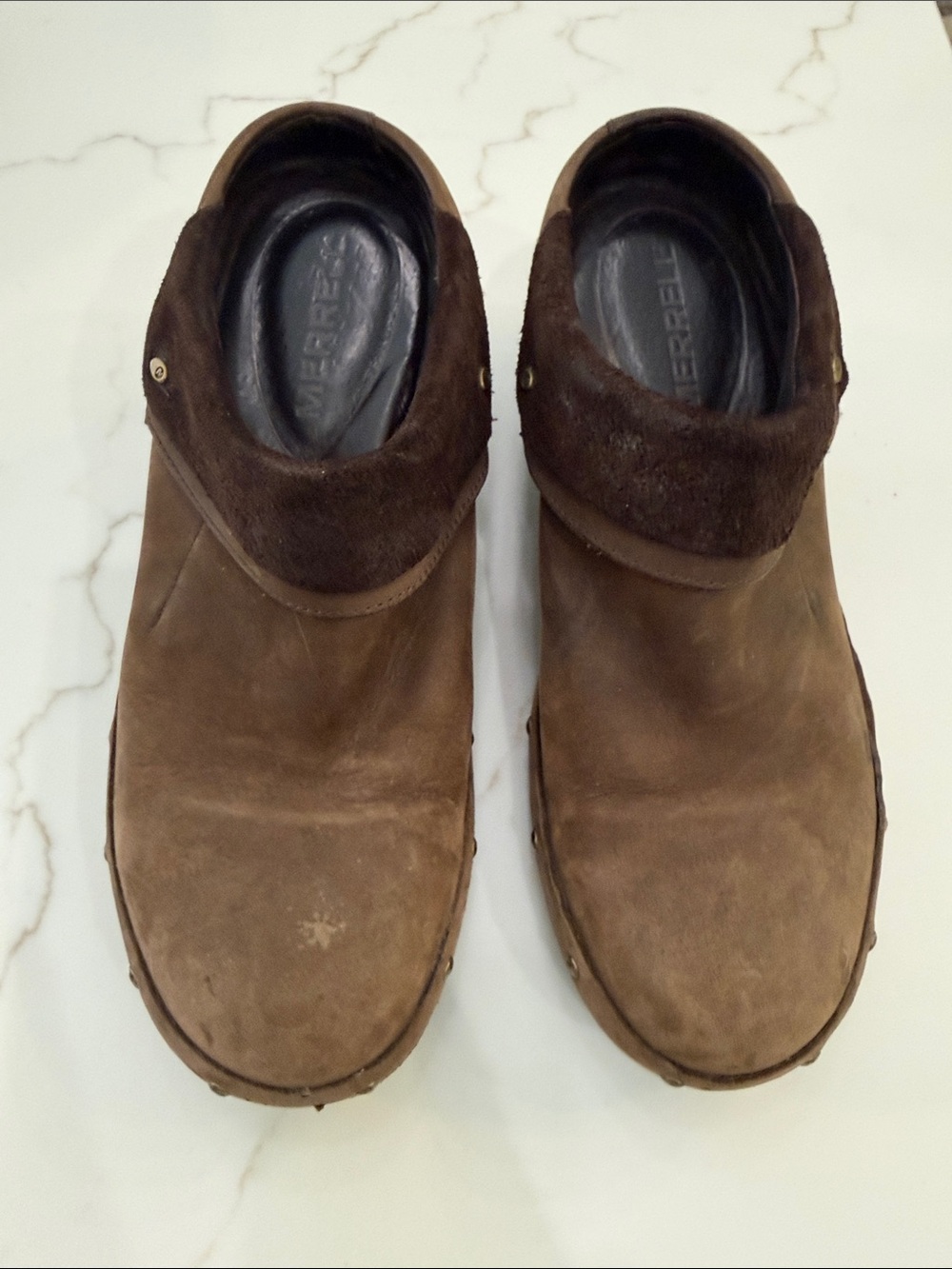 Merrell Brown Suede Slip-On Loafers with Plush Collar